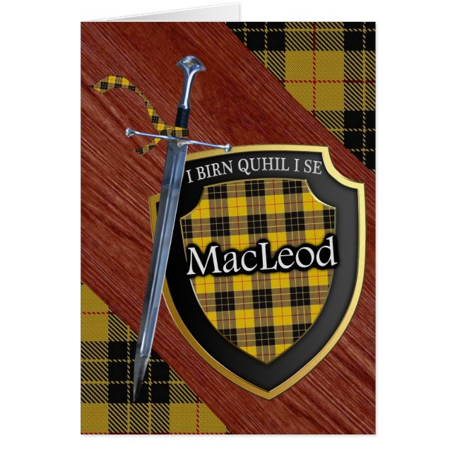 Clan MacLeod Tartan Scottish Shield & Sword (Front)