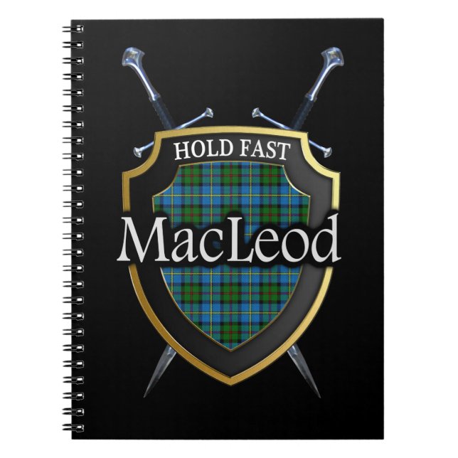 Clan MacLeod Tartan Shield & Swords Notebook (Front)