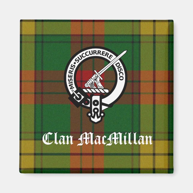 Clan MacMillan Crest Badge and Tartan Magnet (Front)