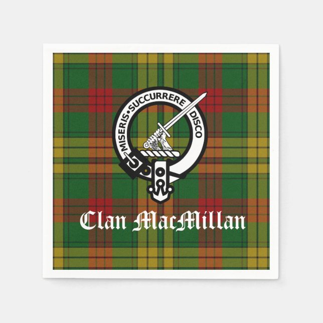 Clan MacMillan Crest Badge and Tartan Napkin (Front)