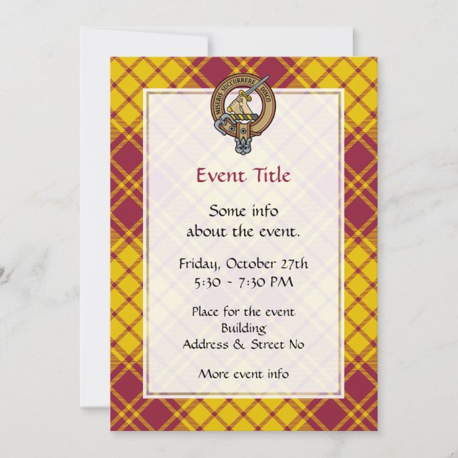 Clan MacMillan Crest over Dress Tartan Invitation (Front)