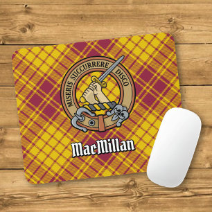 Clan MacMillan Crest over Dress Tartan Mouse Pad
