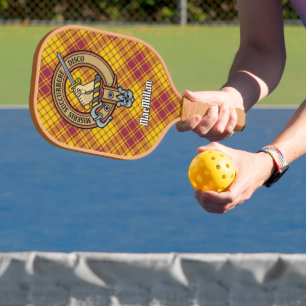 Clan MacMillan Crest over Dress Tartan Pickleball Paddle