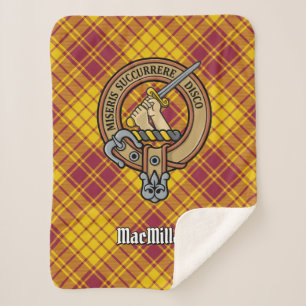 Clan MacMillan Crest over Dress Tartan Sherpa Blanket