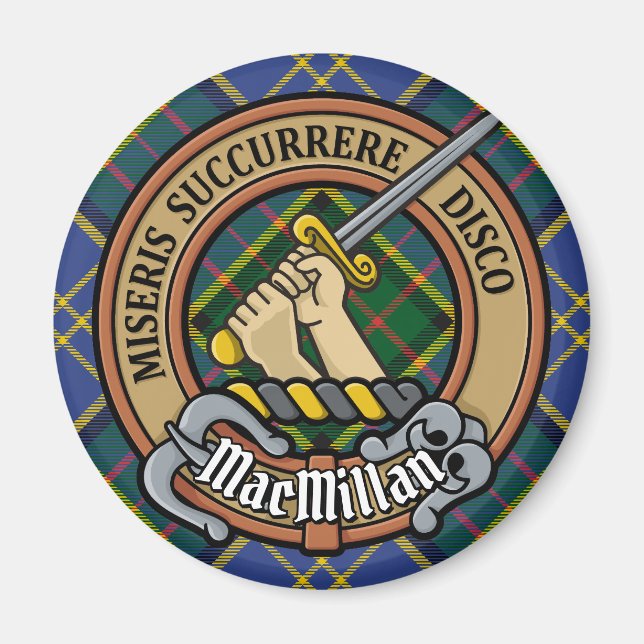 Clan MacMillan Crest over Hunting Tartan Magnet (Front)