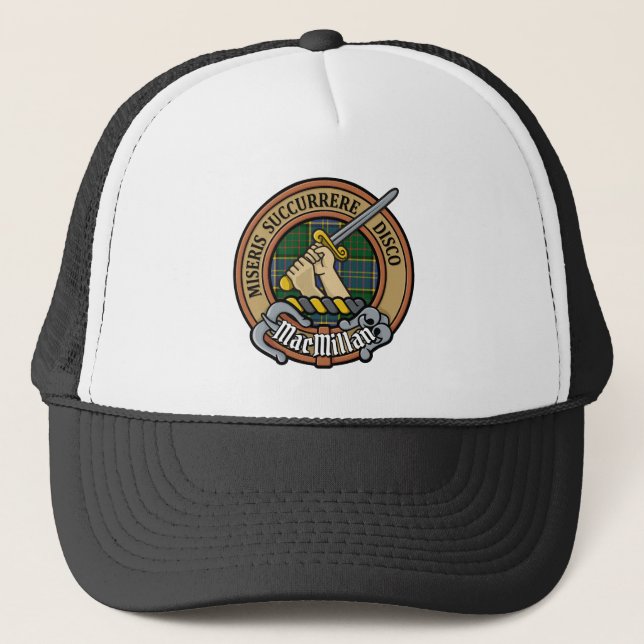 Clan MacMillan Crest over Hunting Tartan Trucker Hat (Front)