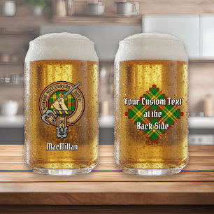 Clan MacMillan Crest over Tartan Can Glass