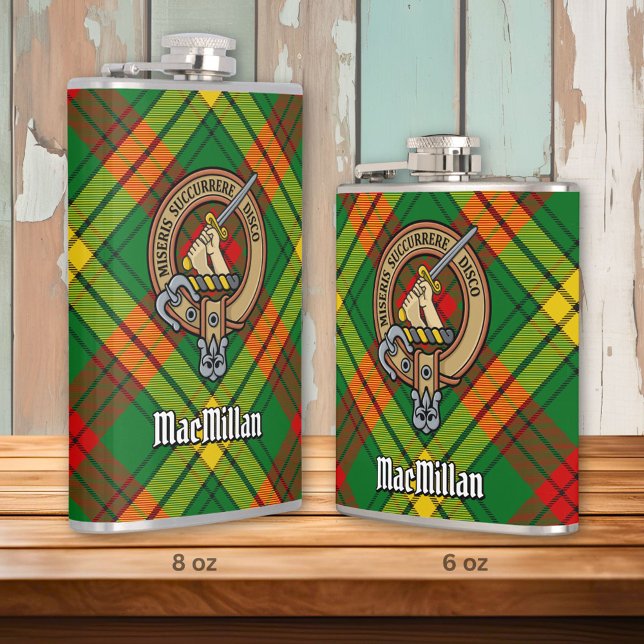 Clan MacMillan Crest over Tartan Hip Flask (Creator Uploaded)