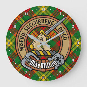 Clan MacMillan Crest over Tartan Large Clock