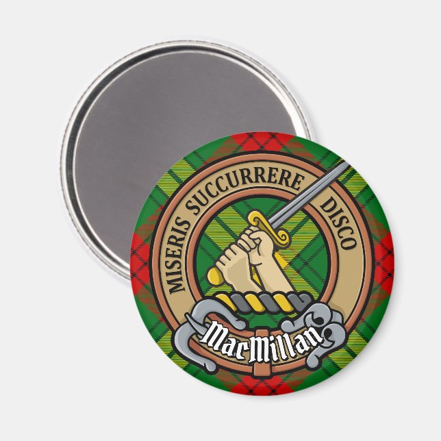 Clan MacMillan Crest over Tartan Magnet (Front/Back)