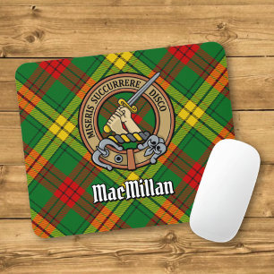 Clan MacMillan Crest over Tartan Mouse Pad