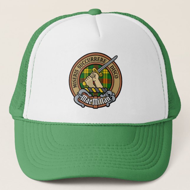 Clan MacMillan Crest over Tartan Trucker Hat (Front)