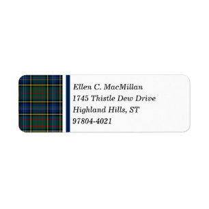 Clan MacMillan Modern Hunting Tartan Return Address Label