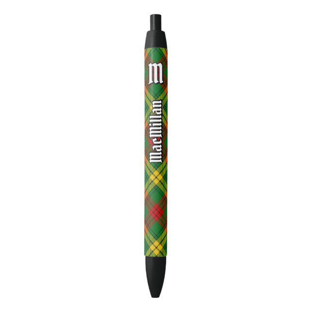 Clan MacMillan Tartan Black Ink Pen (Front Vertical)