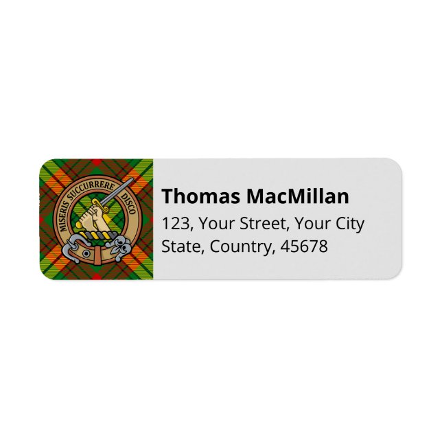 Clan MacMillan Tartan Return Address Label (Front)