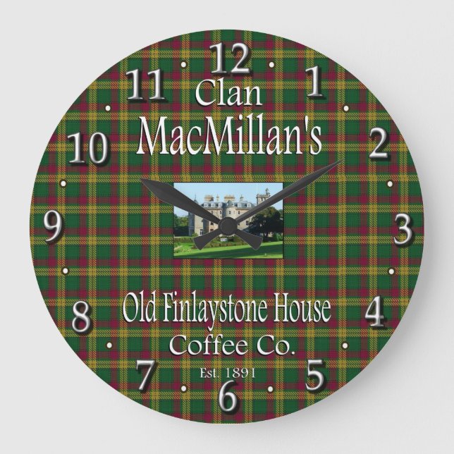 Clan MacMillan's Old Finlaystone House Coffee Co. Large Clock (Front)