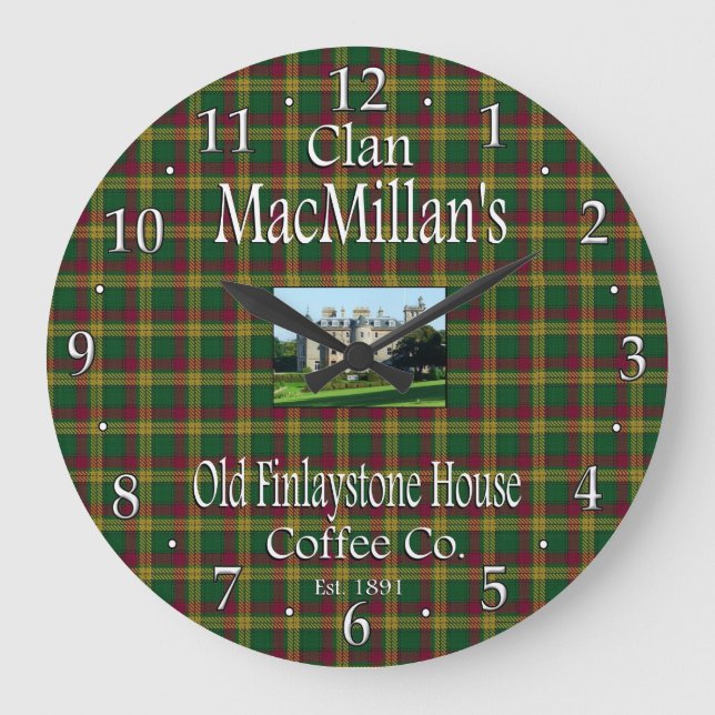 Clan MacMillan's Old Finlaystone House Coffee Co. Large Clock (Front)