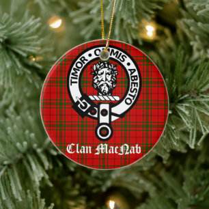 Clan MacNab Crest Badge and Tartan Personalised Ceramic Ornament