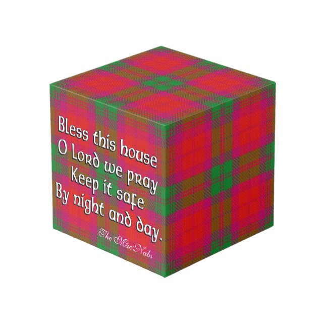 Clan MacNab Tartan House Blessing Cube (Front Angled)