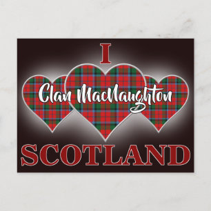 Clan MacNaughton I Love Scotland Tartan Heart Postcard