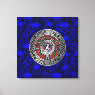 Clan MacNeacail Crest & Tartan Knot on Thistle Canvas Print