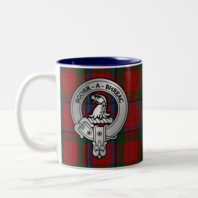 Clan MacNeacail (MacNicol/Nicolson) Crest & Tartan Two-Tone Coffee Mug (Left)