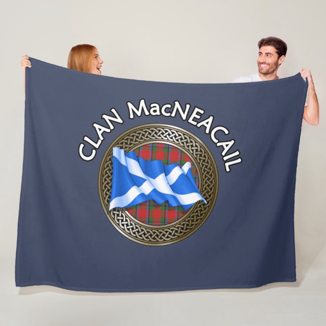 Clan MacNeacail Tartan Knot & Flag Fleece Blanket (In Situ)
