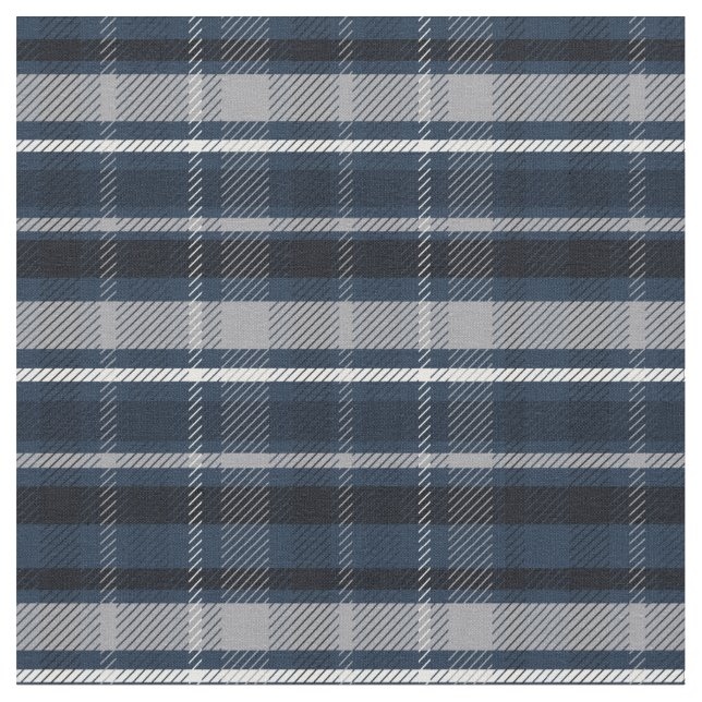 Clan Macneil Blue Scottish Tartan checks pattern Fabric (Close Up)