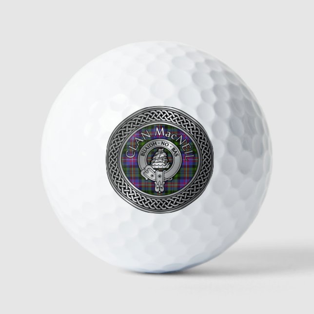 Clan MacNeil Crest & Tartan Knot Golf Balls (Front)