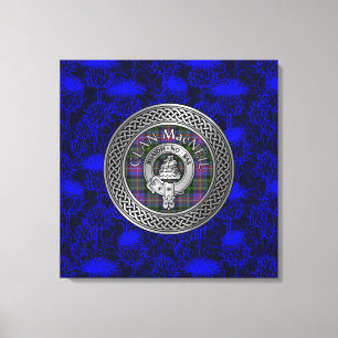 Clan MacNeil Crest & Tartan Knot on Thistle Canvas Print