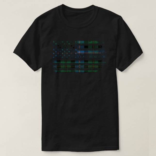 Clan MacNeil of Barra Old Scottish tartan US flag  T-Shirt (Design Front)