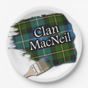 Clan MacNeil Scottish Tartan Paint Brush Paper Plate