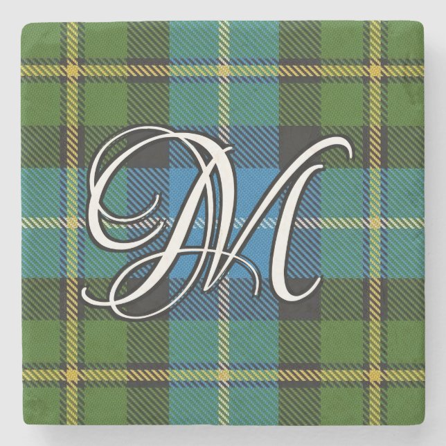 Clan MacNeil Tartan Custom Monogram Stone Coaster (Front)