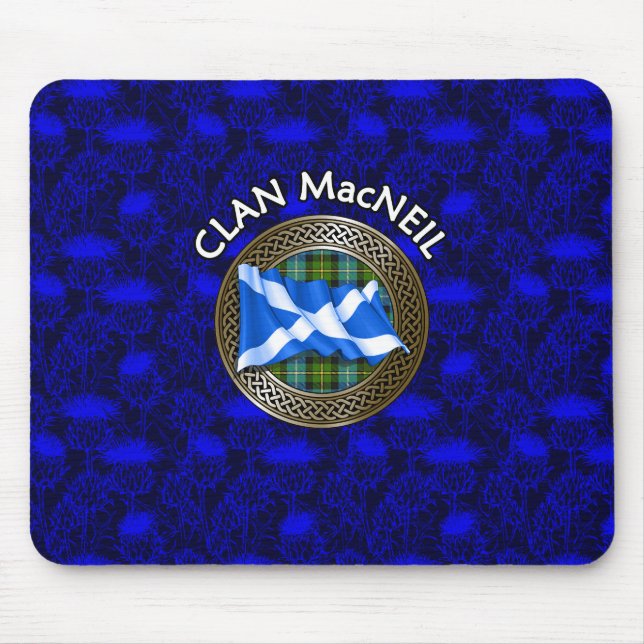 Clan MacNeil Tartan Knot & Flag Mouse Pad (Front)