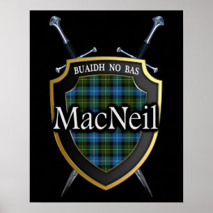 Clan MacNeil Tartan Scottish Shield & Swords Poster