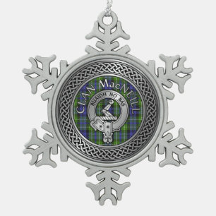 Clan MacNeill of Gigha Crest & Tartan Snowflake Pewter Christmas Ornament