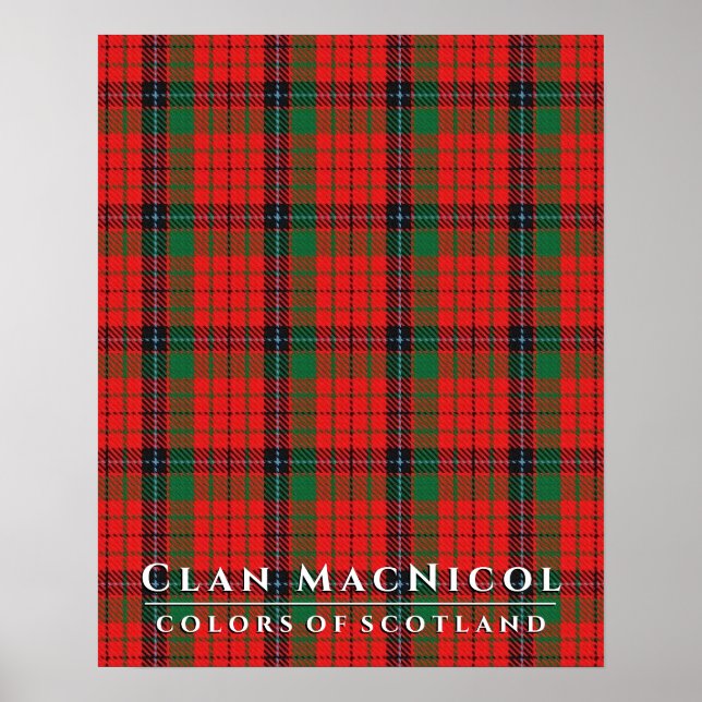 Clan MacNicol Colours of Scotland Red Tartan Poste Poster (Front)