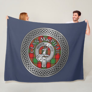 Clan MacPhail Crest & Tartan Knot Fleece Blanket