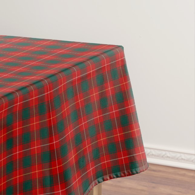 Clan MacPhee Red and Forest Green Scottish Tartan Tablecloth (In Situ)