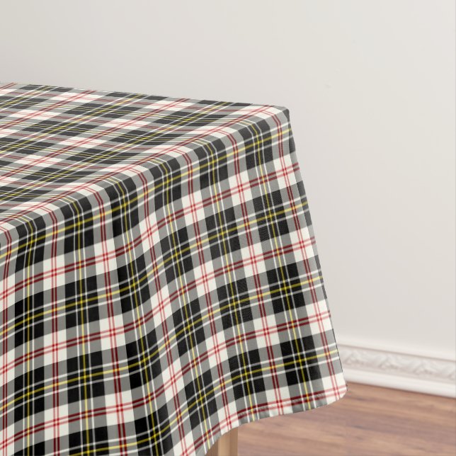 Clan MacPherson Black and White Scottish Tartan Tablecloth (In Situ)