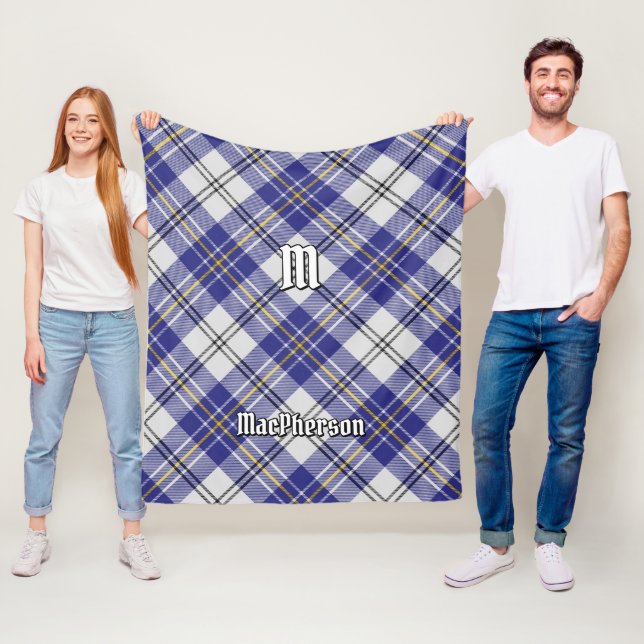 Clan MacPherson Blue Dress Tartan Fleece Blanket (In Situ)