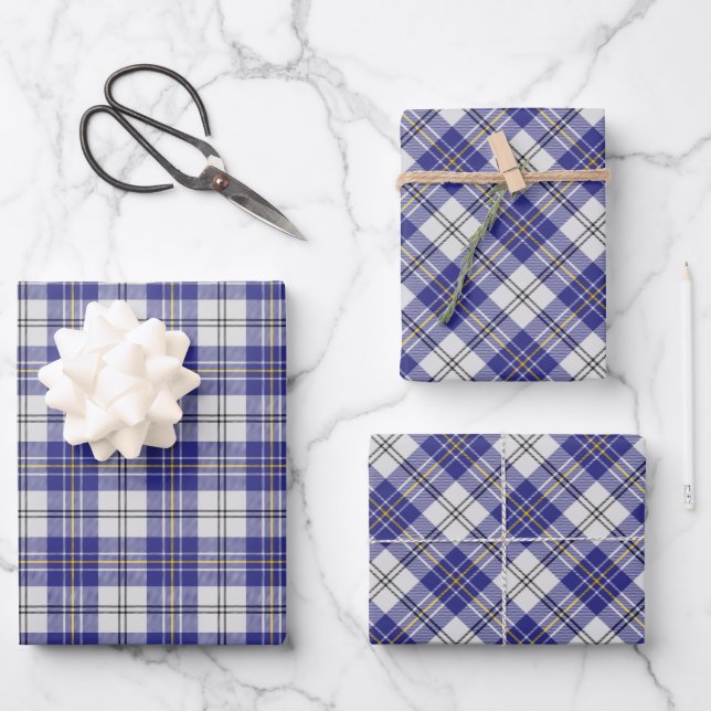 Clan MacPherson Blue Dress Tartan Wrapping Paper Sheet (Front)