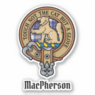 Clan MacPherson Crest over Blue Dress Tartan
