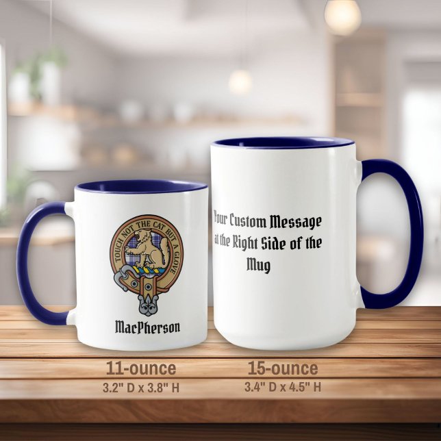 Clan MacPherson Crest over Blue Dress Tartan Mug (Creator Uploaded)