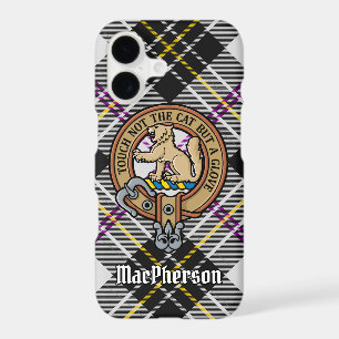 Clan MacPherson Crest over Dress Tartan