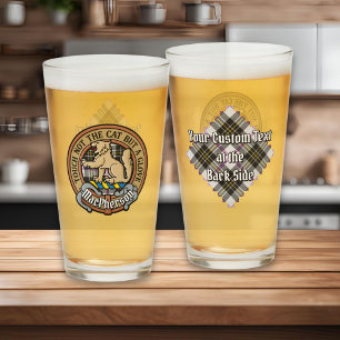 Clan MacPherson Crest over Dress Tartan Glass