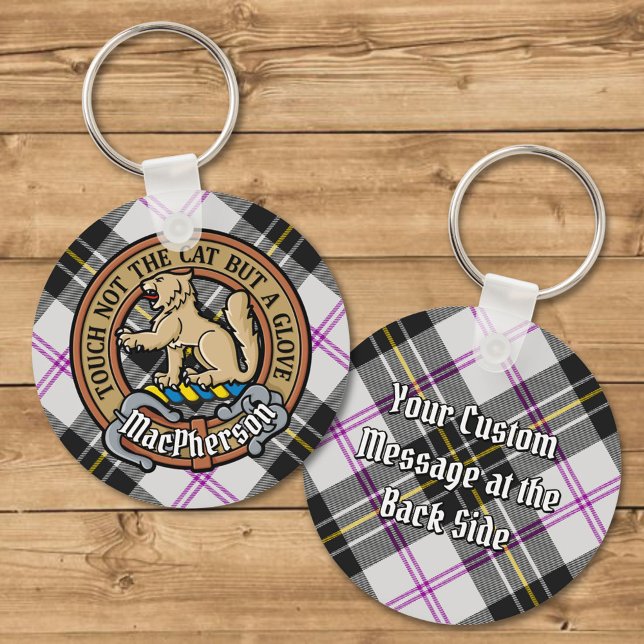 Clan MacPherson Crest over Dress Tartan Key Ring (Creator Uploaded)