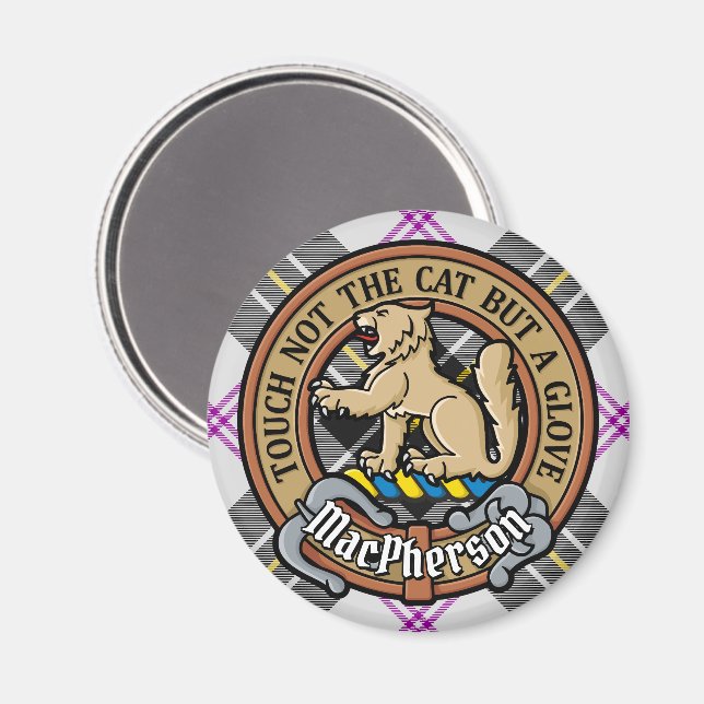 Clan MacPherson Crest over Dress Tartan Magnet (Front/Back)