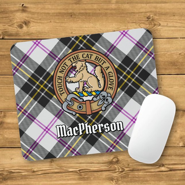 Clan MacPherson Crest over Dress Tartan Mouse Pad (Creator Uploaded)