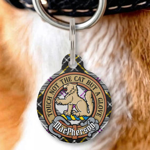 Clan MacPherson Crest over Dress Tartan Pet Tag